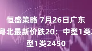 恒盛策略 7月26日广东敬业粤北最新价跌20：中型1类2450