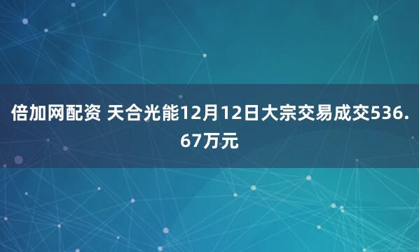 倍加网配资 天合光能12月12日大宗交易成交536.67万元